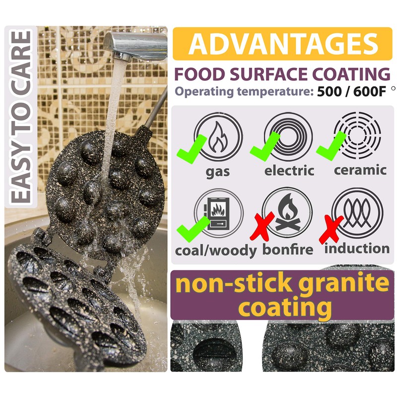 Walnut Cookie Maker 12 halves non-stick coating granite stone Cookies