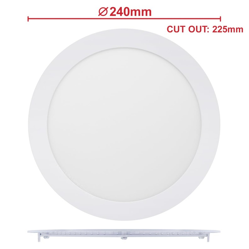Recessed LED Ceiling Panel Light Round 20w Cool White 6500k