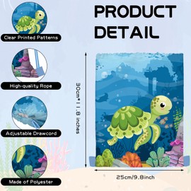 KERINGO 12 PCS Under the Sea Party Favors Drawstring String Bag Backpack with Ocean Creatures for Kids Ocean Birthday Supplies Baby Shower Sea Theme Party Decorations