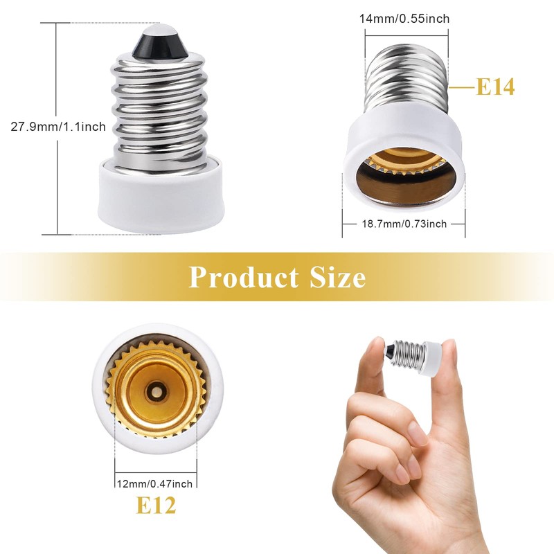 DiCUNO E14 to E12 Adapter, European to Candelabra Base Light