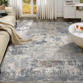 UERMEI 6x9 Area Rug Living Room Rugs - Washable Neutral Modern Abstract Soft Thin Large Rug Indoor Floor No Slip Rug Carpet for Bedroom Under Dining Table Home Office Decor - Blue Grey