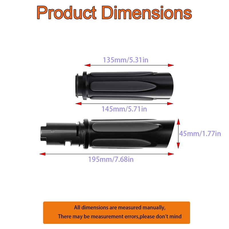 All Black Hand Grips Compatible for Harley Touring Street Road