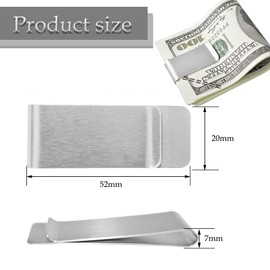 CENSIVI Money Clip - Pack of 2 Money Clips Portable Stainless Steel Money Clips for Cash Bills Cards Documents Banknote Banknotes Business Card Credit Card 52 x 20 x 8 mm, Pack of 2