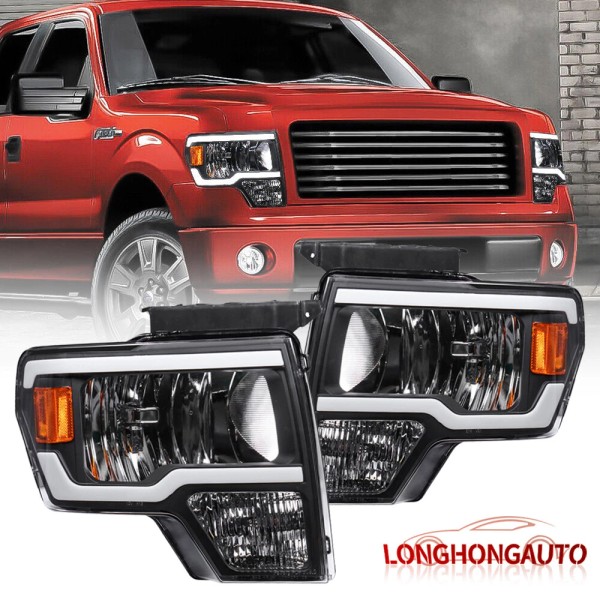 longhongauto Pair Front LED DRL Headlights Assembly For 2009-14 Ford