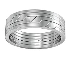 5 Band Chain design 925 Sterling Silver Turkish puzzle ring, 18K Gold plated Yellow color or Silver color Braided Knot interlocking ring (Silver, 8)