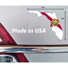 Florida Flag Stickers 2 Flags (3x5) and 2 Maps (5x3.75) FL State Flag Decal Bumper Stickers Wheezeway