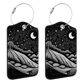 Neidius 2 Pack Luggage Tags for Suitcase,Starry Sky PU Leather Luggage Tags with Privacy Cover Name Address Labels and Steel Ring,Creative Travel Accessories for Men and Women