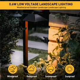 MALIBU Low Voltage Landscape Lighting 0.6W LED Pathway Lights Outdoor Landscape Path Lights Wired with Connectors 100 Lumen Warm White Walkway Lights for Garden Yard Lawn 1Pack