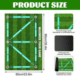 Gobesty Football Training Mat, 90x60cm Football Footstep Training Mat, Soccer Training Mat, Non-Slip Football Mastery Mat, Football Agility Training Equipment for Kids Football Soccer Training, Green