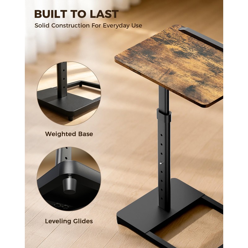Porvoo C-Shaped Side Table, Height Adjustable Swivel TV Tray Table
