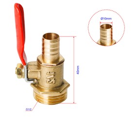 Ohamtes 2Pcs Ordinary Brass Ball Valve G 3/8" Male Thread x 10mm Pagoda Head Valve, 3 Point Male Thread and Pagoda Head 10mm Copper Ball Valve, Used for Fluid Control of Water, Oil, Various Solvents,