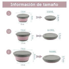 Wzenclave Cuencos plegables de silicona de grado alimenticio 3 cuencos de ensalada con tapas fiambrera portátil expandible para almacenamiento de alimentos para camping viajes y picnic