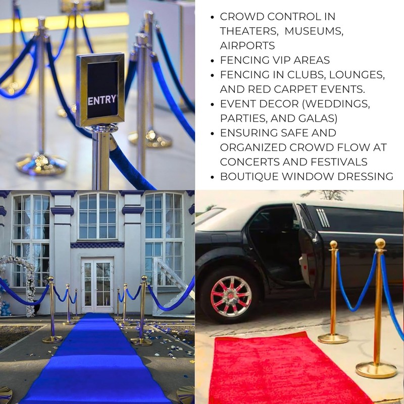 4PCS Blue Velvet Rope 6.5FT – 6.5FT Velvet Ropes Blue