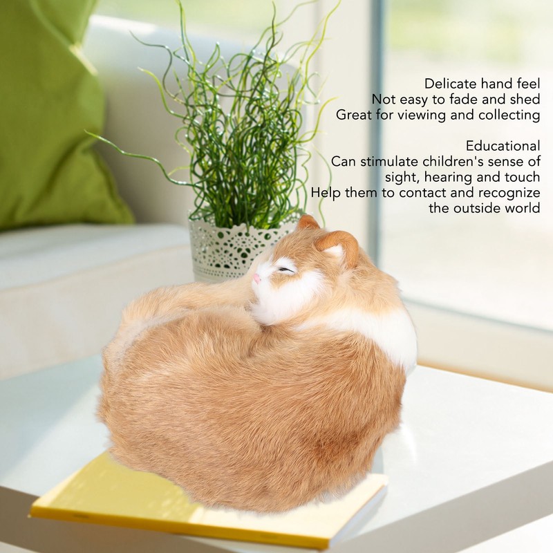 Fur Cat Figurine Simulation Cute Decorative Plush Cat Statue Toy