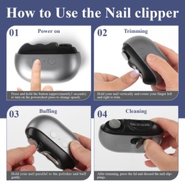 3 in 1 Electric Nail Clipper, Electric Nail Trimmer Polisher with LED Light and Clip Storage, for Adults, Seniors, Electric Toenail Clippers for Thick Nails,Arthritis,Low Vision, Grey