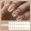 24Pcs Flower Press on Nails Medium Ballet Shaped Full Cover
