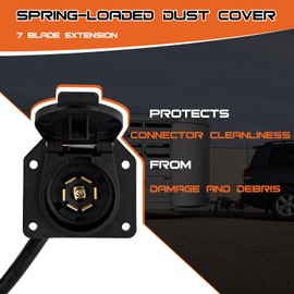 10 Feet 7 Way Trailer Extension Cord, 7 Pin Trailer Cable Extension, 7 Way Trailer Plug Extension Double Prongs Connector for Truck Camper Blade Molded RV Cable Wire, Weatherproof Anti-Corrosive