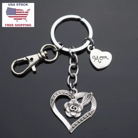 Unbranded The Flower of My Heart Beautiful Rose Keychain with Clip - Mom Heart Gift