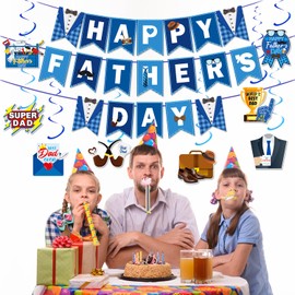 Happy Fathers Day Decorations Happy Father's Day Banner Fathers Day Hanging Swirls Best Dad Ever Father's Day Party Decorations for Home Fireplace Mantle