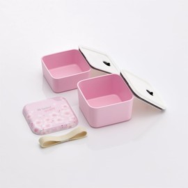 Skater SLBWS6M-A Simple Lunch Box, 20.3 fl oz (600 ml), 2-Tier, Cherry Blossom Pattern, All Smile, Made in Japan