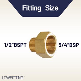 LTWFITTING Brass Pipe 3/4" Female Thread BSPP x 1/2" Male BSPT Adapter Fuel Gas Air (Pack of 2)