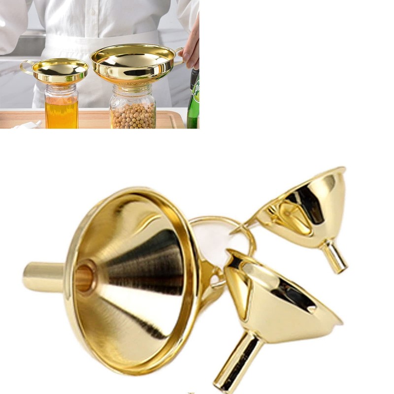 Gold Stainless Steel Funnel Side Handle 5 Pieces Stainless Steel