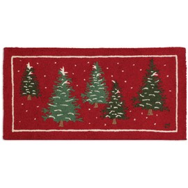 Chandler 4 Corners Artist-Designed Red Flurries Hand-Hooked Wool Accent Rug (24 in x 48 in) Winter Rug for Entryways, Hallways, Living Rooms, Low Maintenance - Woods & Forest Rug for Homes