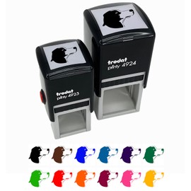 Beagle Face Profile Sketch Self-Inking Rubber Stamp Ink Stamper - 1 Inch Small - Lime Green Ink