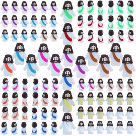 200 Pcs Little Jesus Figures Easter Mini Rubber Jesus Toys to Hide and Seek, Little Pocket Miniatures Religious Party Favors Baptism Gifts Sunday School Easter Egg Stuffers (10 Color*200)
