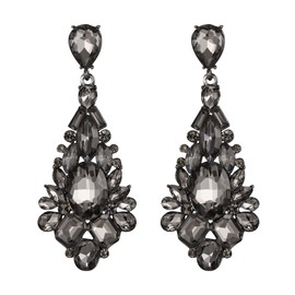 EVER FAITH Vintage Statement Rhinestone Chandelier Earrings Bridal Crystal Art Deco Drop Earrings for Party Clear, Crystal, No Gemstone