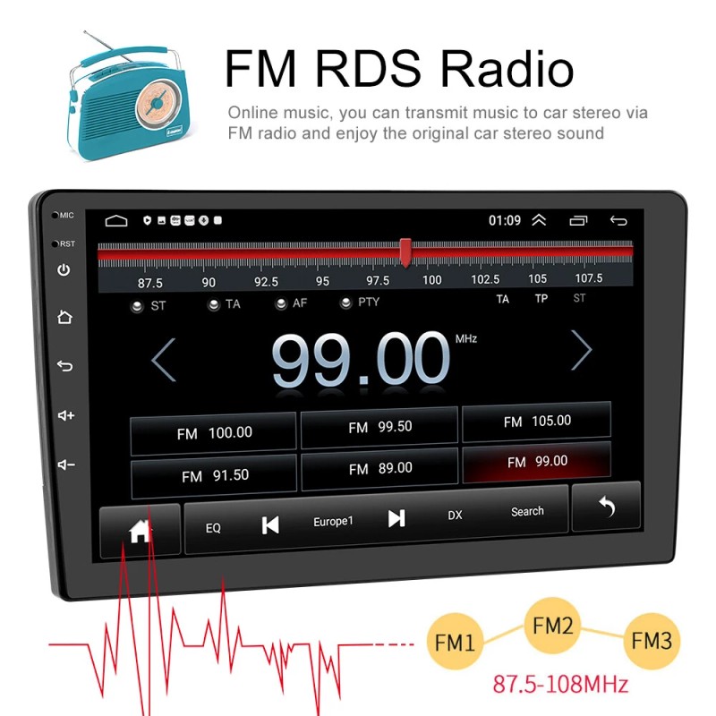 GEARELEC 10" Car Stereo Radio 2+32GB Android Carplay FM GPS