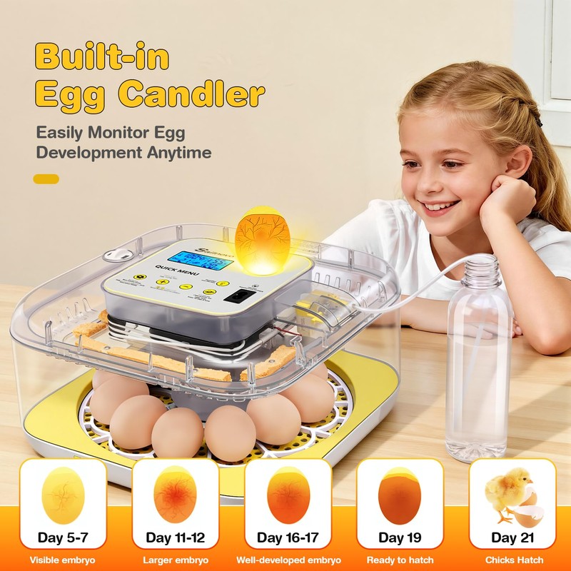 Sailnovo 12 Egg Incubators for Hatching Egg with Auto Humidification