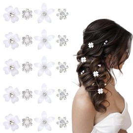 WUSJCOF 20 Stück Mini-Blumen-Haarspangen, süße Strass-Haarnadeln, kleine dekorative Hochzeits-Haarspangen, Braut-Haar-Accessoires für Mädchen und Frauen (Weiße Blumen)