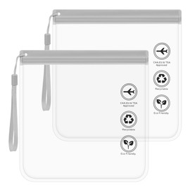 Iridsmole 2pc Airport Security Liquids Bags Airport Liquid Bags 20 x 20 cm Clear Plastic Approved Security Toiletry Bag for Travel Accessories Clear Plastic Bag for Men Women Holiday Travel Essentials