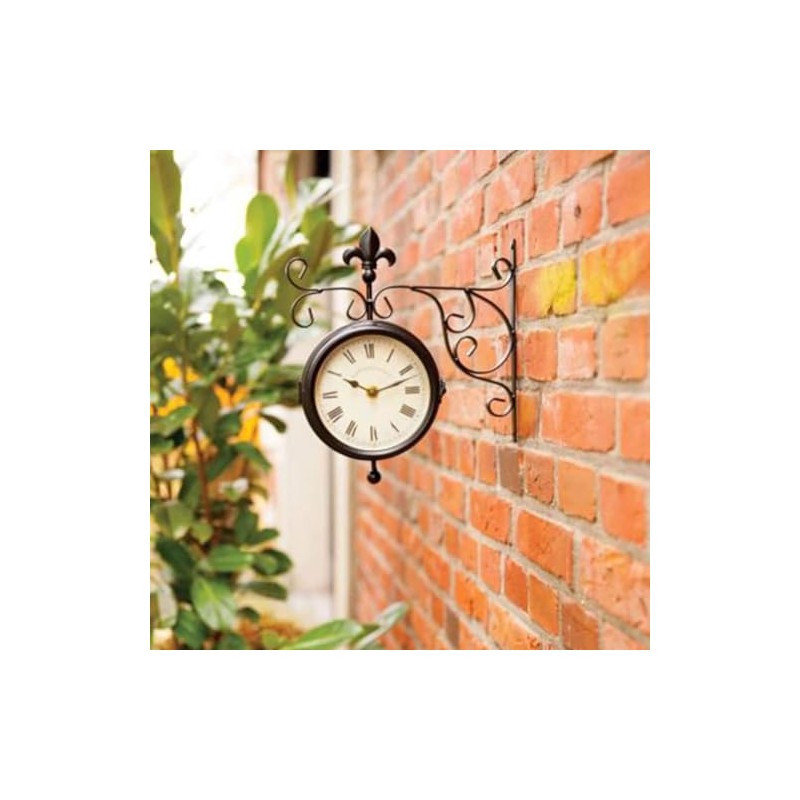 Esschert Design Plastic Station Clock and Thermometer