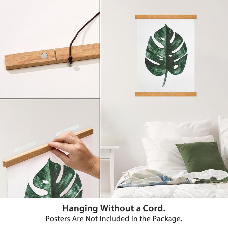 HONKKI Magnetic Poster Frame Hanger, Natural Teak, Poster Hanger for