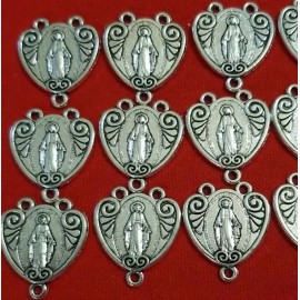 Miraculous Medal Rosary Centerpiece LOT of 10 Centerpiece  SILVER PLATED k SIZES
