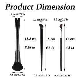 3 Pcs U-Shaped Nose Contour Brush, Sickle Nose Shadow Brow Bone Highlight Makeup Brush for Cream Powder Blush Cosmetics