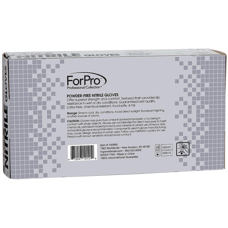 ForPro Professional Collection Disposable Nitrile Gloves, Chemical Resistant, Powder-Free, Latex-Free,