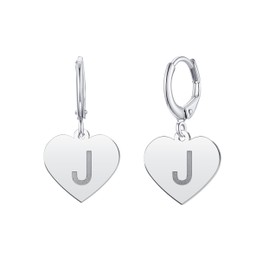 CharmSStory Silver Plated Initial J Hoop Earrings for Women Dainty Alphabet Letter Dangle Earring