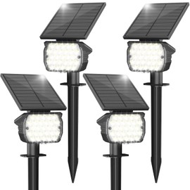 VOLISUN Solar Spot Lights Outdoor Waterproof IP67, 27 LED with 3 Lighting Modes Solar Lights Outdoor Spotlights Auto On/Off Solar Landscape Lights for Yard Garden House Pathway(4 Pack- Cool White)