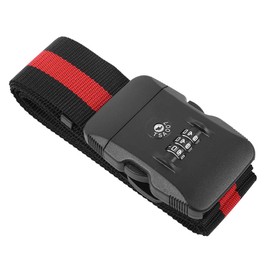 Luggage Strap Cross, Suitcase Belt TSA Combination Luggage Straps with Straps Travel for Lock (Colorful) (Black and red Webbing)