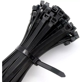 Unbranded 100 BLACK CABLE ZIP TIES Heavy Duty UV Resistant UL 4 6 8 10 12 15 18 24" & 36" - 12" INCH-(3.6MM WIDTH)-50LBS