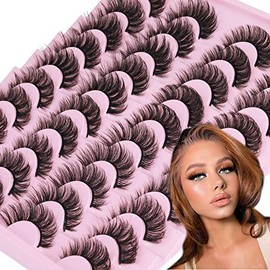 20 Pairs False Eyelashes Natural Faux Mink Lashes Wispy Russian Strip Cat Eye Lashes Fluffy 4 Styles 5D Volume Fake Eyelashes Pack by TNFVLONEINS