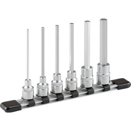 TONE HH306L Long Hexagon Socket Set (With Holder), Insertion Angle 0.3 inches (9.5 mm) (3/8 mm), Contents: 6 Pieces