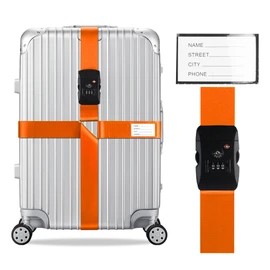 Veki Cross Luggage Straps Suitcase Strap TSA Approved with Lock Adjustable Travel Suitcase Straps Suitcase Strap with Name ID Packing Straps (Orange, 1 Piece)