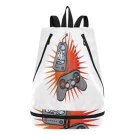 Gym Drawstring Bags Daypacks Backpack Purse Casual Knapsack Shoulder Bag Sitting Rucksack Swimming Equipment Bags Print Video Games Design On White