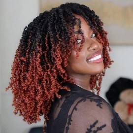 Aksice 8 Inch 8 Packs Yanky Twist Crochet Hair for Women Pre-looped Mini Twist Hair Bohemian Passion Twist Crochet Hair Boho Crochet Braids Synthetic (8 Inch 8 Packs,OT350#)