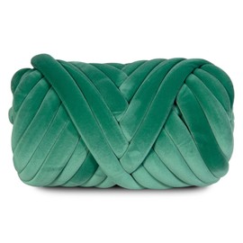 SOJITEK 2.2 LBS of Super Soft Velvet Bulky Yarn for Hand Knitting Blanket, Pillows, Handbag, DIY, Pine Green, 36 Yards, Arm Knitting Yarn for Chunky Braided Knot Throw Blanket, Weave Craft Crochet
