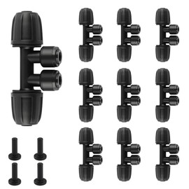 Kalolary 10PCS 5/16'' to 1/4'' Drip Irrigation Fittings,Push-to-Connect 4 Way Drip Irrigation Part Barbed Tee Connectors with 4PCS Plugs, Anti-Leak Locked Splitter Fitting for 5/16'' Irrigation Tubing